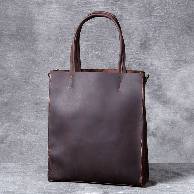 Leather Work Laptop Bag - Vintage ของแท้หนังผู้ชาย Tote กระเป๋า Crazy Horse