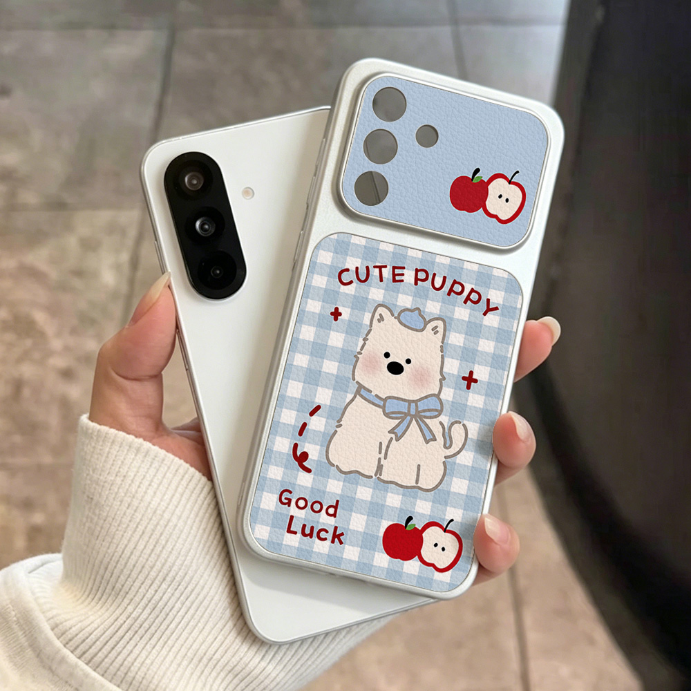 Leatherwork Drawing - เคสโทรศัพท์ลายสุนัขสีน้ำเงินลายสก็อต สำหรับ Samsung A57 A27 A56