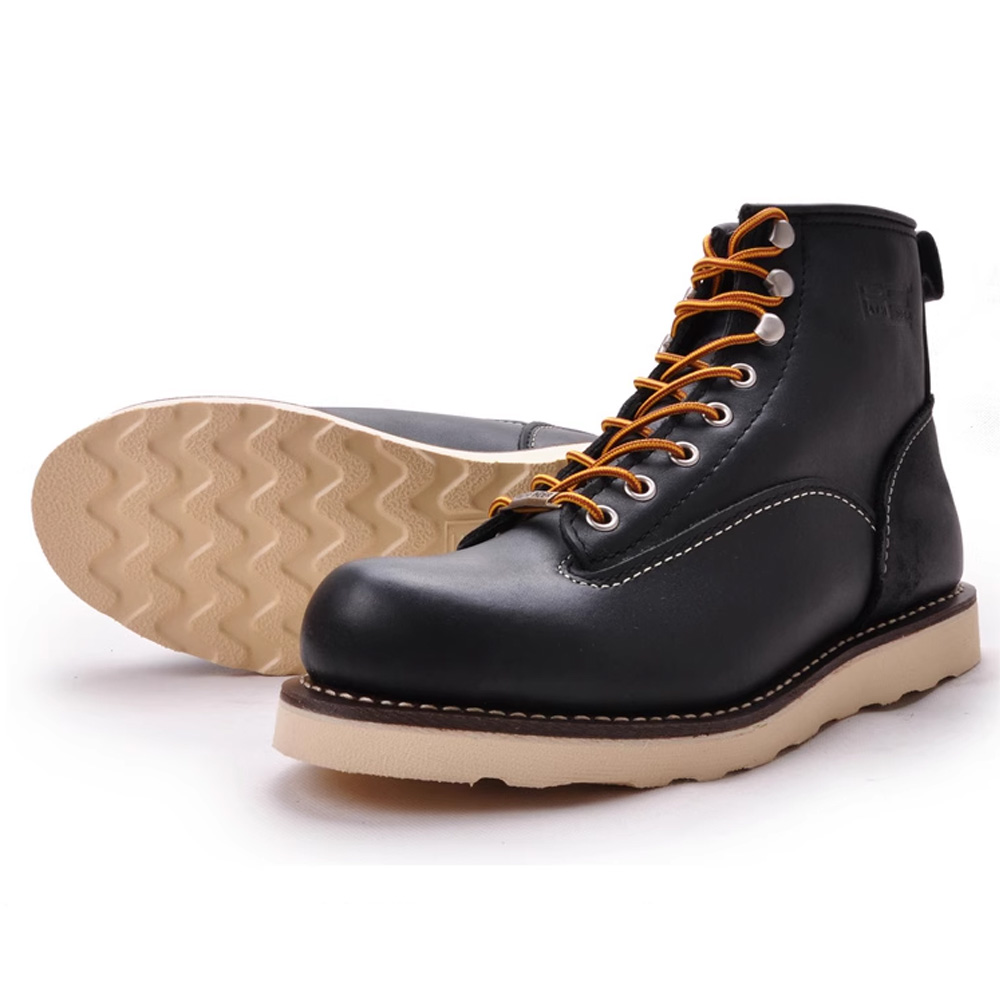Leather Work Western - รองเท้าบูทหนังแท้สำหรับผู้ชาย รองเท้าบูทมอเตอร์ไซค์ ป้องกันการลื่น ปลายเหล็ก รองเท้าบูทวิศวกร รองเท้าบูทหุ้มข้อกลาง