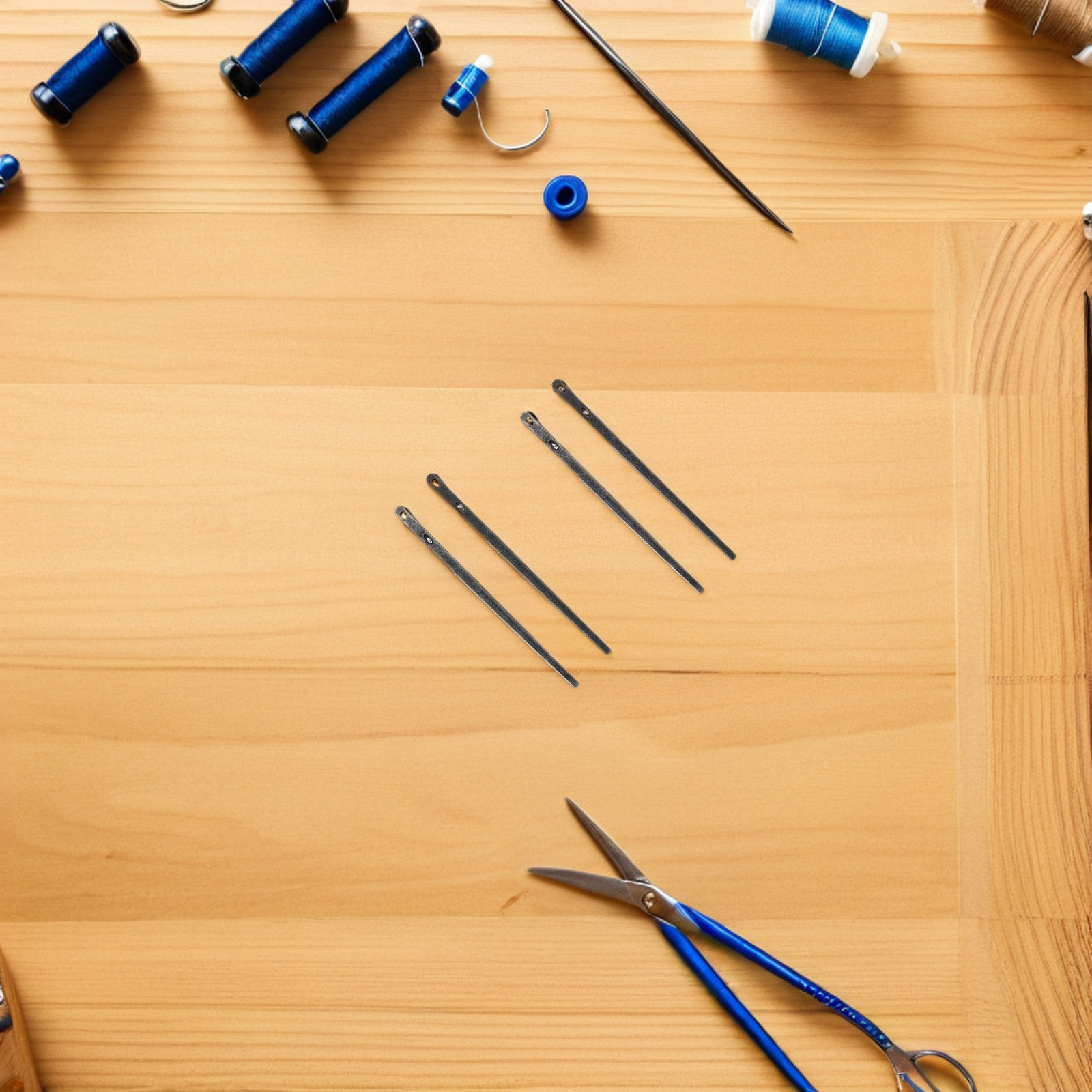 Leatherwork Hand Sewing Needles - ชุดเครื่องมือทำหนัง 6 ชิ้น เข็มร้อยเชือกโลหะสองรู อุปกรณ์เย็บมือสำหรับงานถักเชือกและงานหนัง