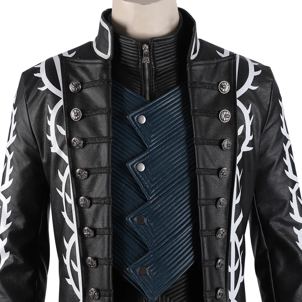 Leather Work Vest - เกมดีเอ็มซี 5 เวอร์จิลคอสเพลย์เครื่องแต่งกายเนโลหนังชุดต่อสู้เสื้อแจ็คเก็ตกางเกงชุดเต็มฮาโลวีนปาร์ตี้คริสต์มาสชุดทำด้วยมือ