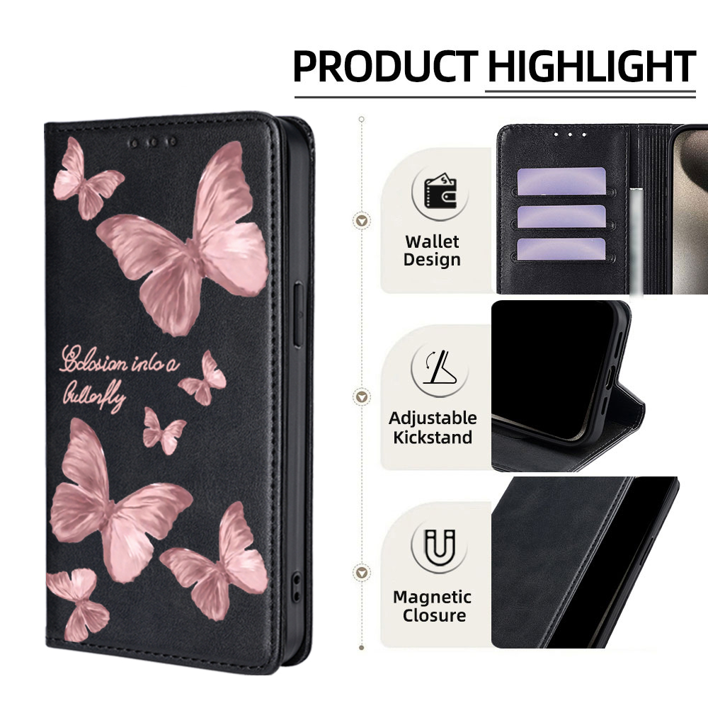 เคสหนังลายผีเสื้อสีชมพูสำหรับ  - Leatherwork Drawing บทวิจารณ์และราคา