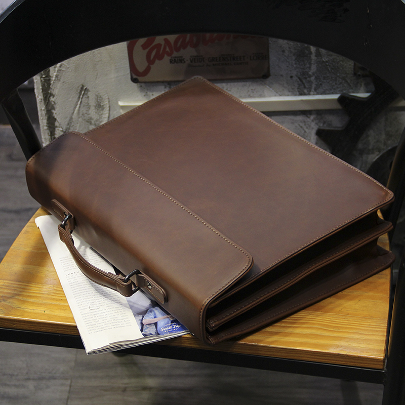 กระเป๋าเอกสารกระเป๋าถือเรโทรให - Leather Work Laptop Bag บทวิจารณ์และราคา