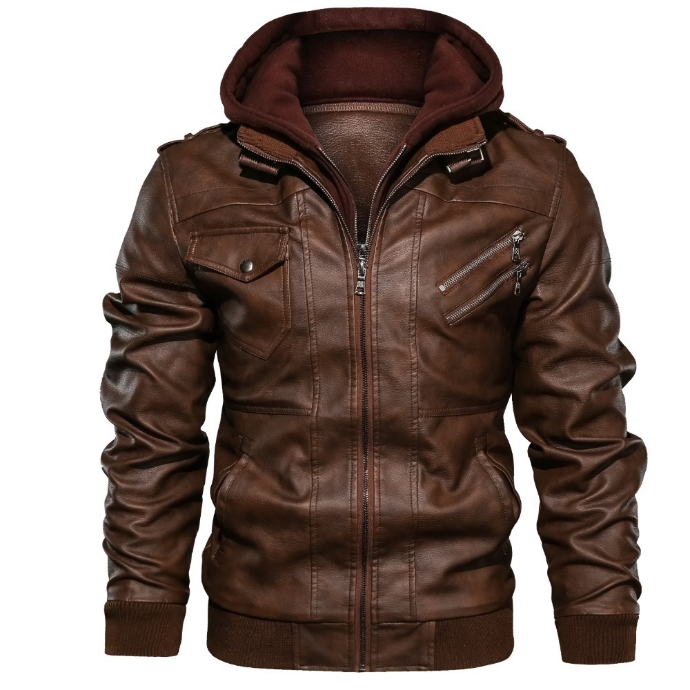 เสื้อโค้ทมีฮู้ดสำหรับผู้ชาย แจ - Leather Work Jacket With Hood บทวิจารณ์และราคา