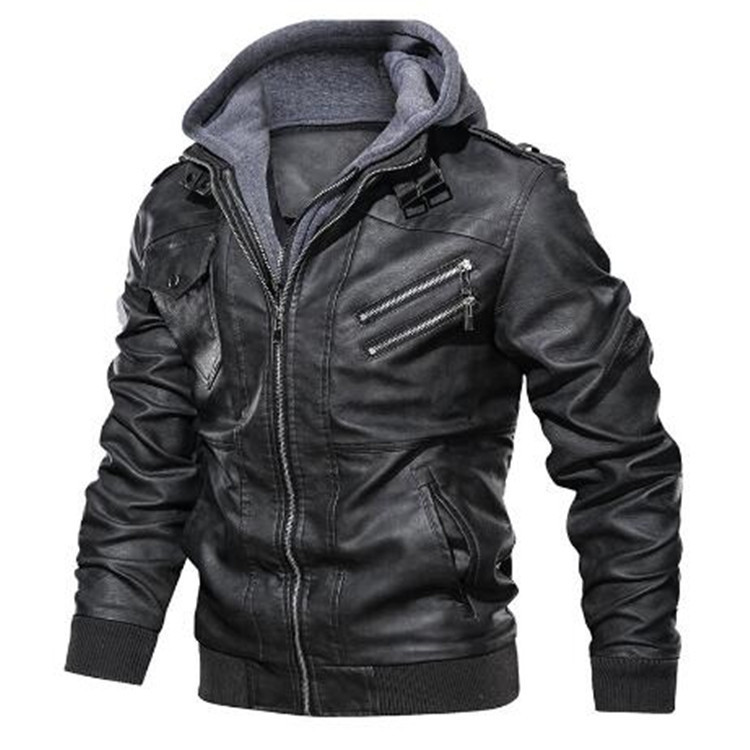 เสื้อโค้ทมีฮู้ดสำหรับผู้ชาย แจ - Leather Work Jacket With Hood บทวิจารณ์และราคา