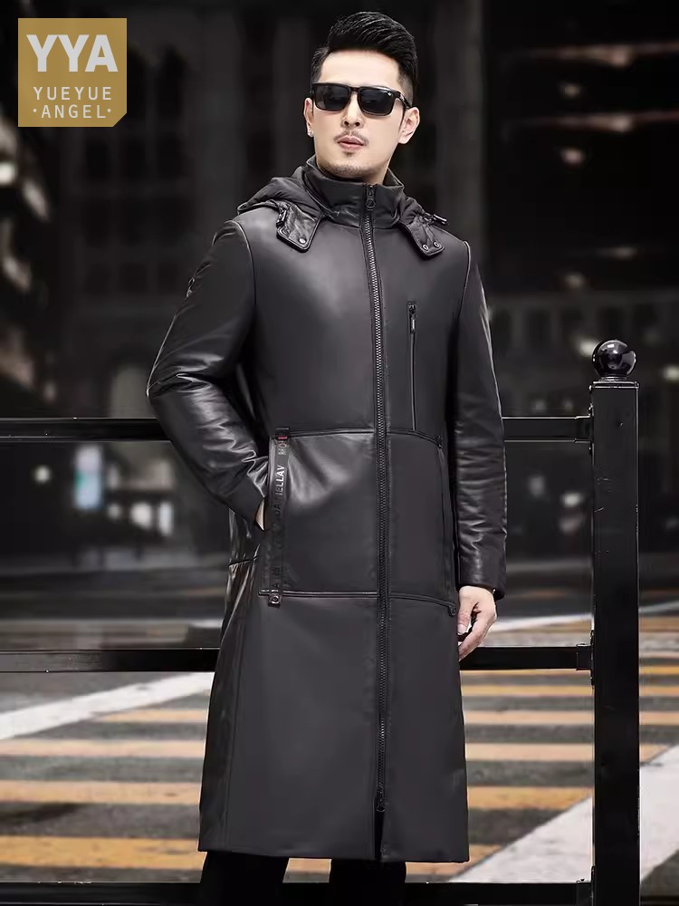 เสื้อโค้ทขนห่านหนานุ่มสำหรับฤด - Leather Work Jacket With Hood บทวิจารณ์และราคา