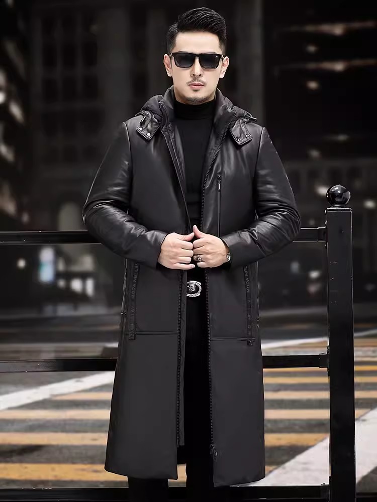 เสื้อโค้ทขนห่านหนานุ่มสำหรับฤด - Leather Work Jacket With Hood บทวิจารณ์และราคา