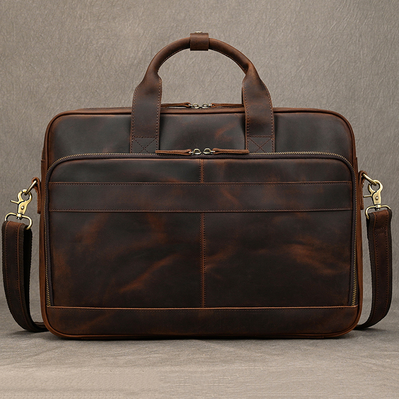 Crazy Horse หนังผู้ชายกระเป๋าเ - Leather Work Laptop Bag บทวิจารณ์และราคา