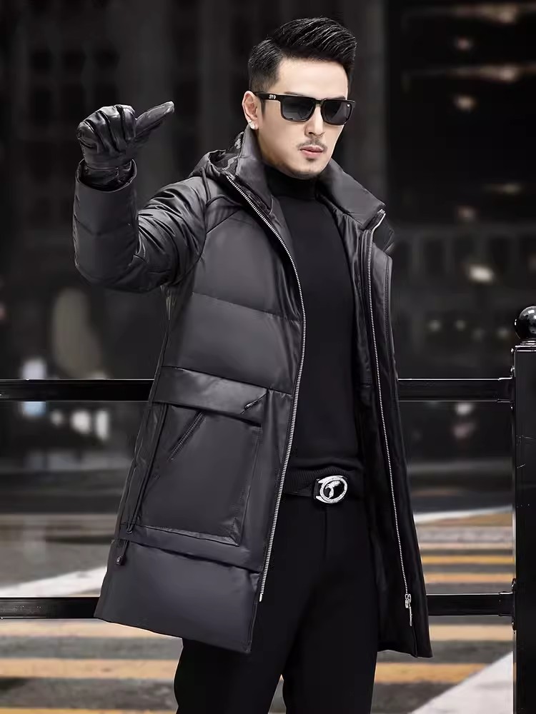 ฤดูหนาว Mens หนา WARM White Go - Leather Work Jacket With Hood บทวิจารณ์และราคา