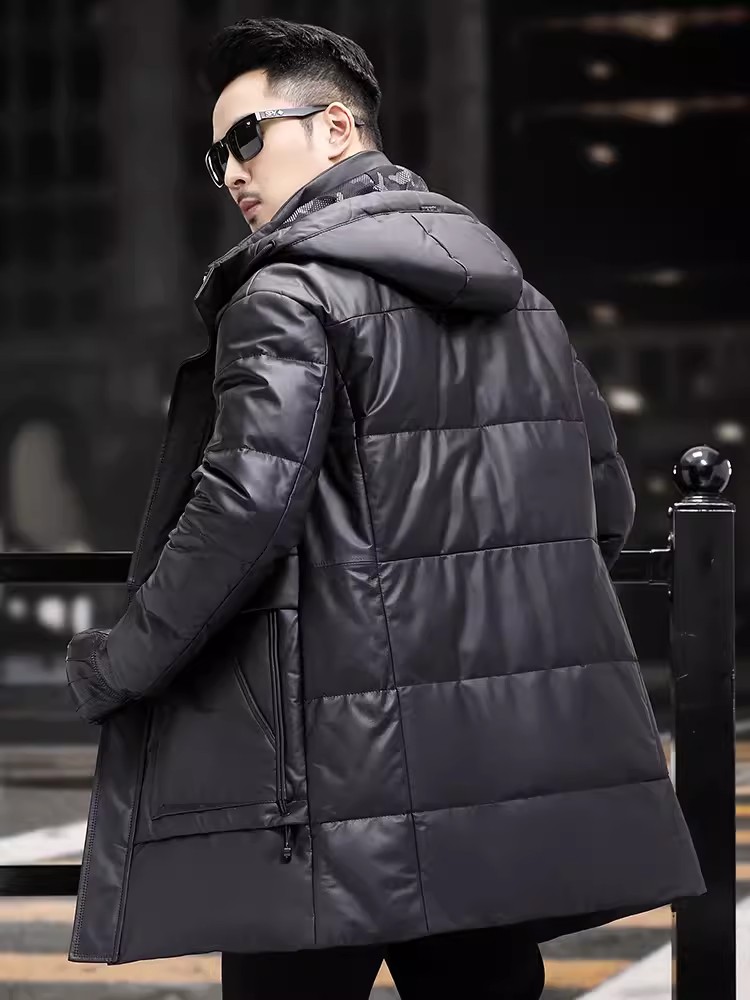 ฤดูหนาว Mens หนา WARM White Go - Leather Work Jacket With Hood บทวิจารณ์และราคา
