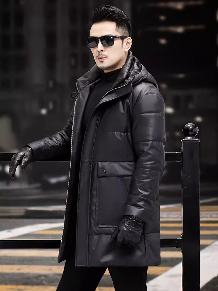 ฤดูหนาว Mens หนา WARM White Go - Leather Work Jacket With Hood บทวิจารณ์และราคา