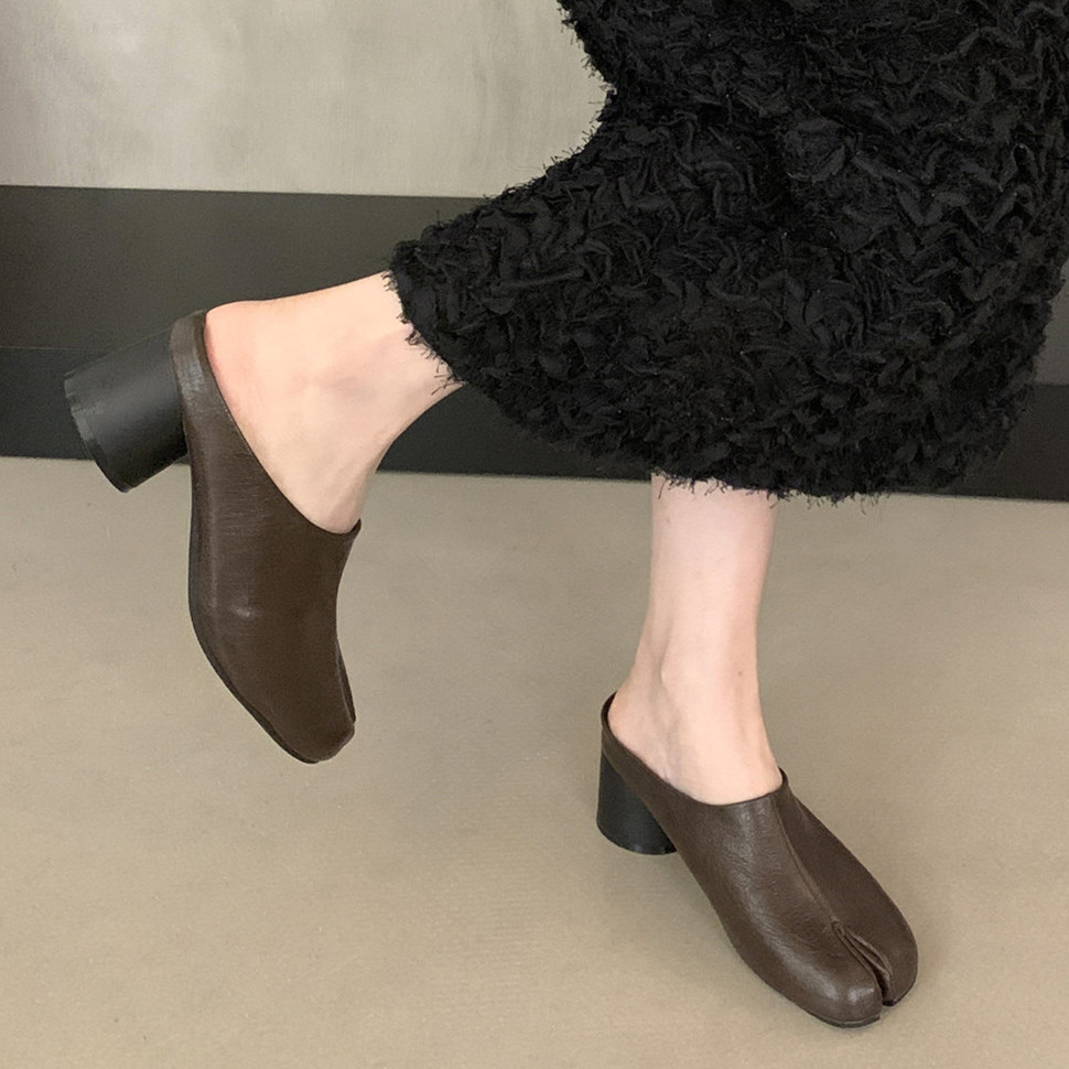 รองเท้าส้นสูงแบบสวมเปิดนิ้วเท้ - Leather Work Dress บทวิจารณ์และราคา