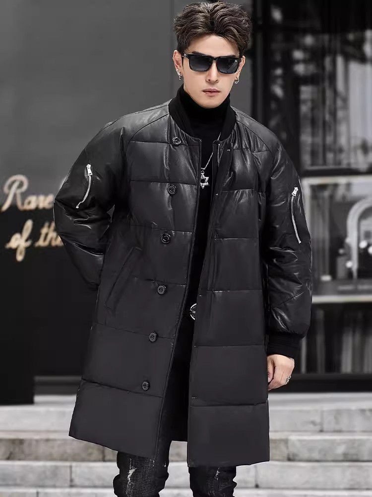 ฤดูหนาวใหม่ผู้ชายHoodedยาวของแ - Leather Work Jacket With Hood บทวิจารณ์และราคา