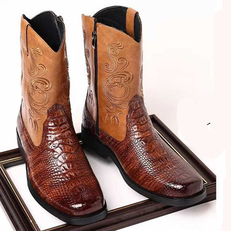 รองเท้าบูทผู้ชายปักลาย รองเท้า - Leather Work Western บทวิจารณ์และราคา